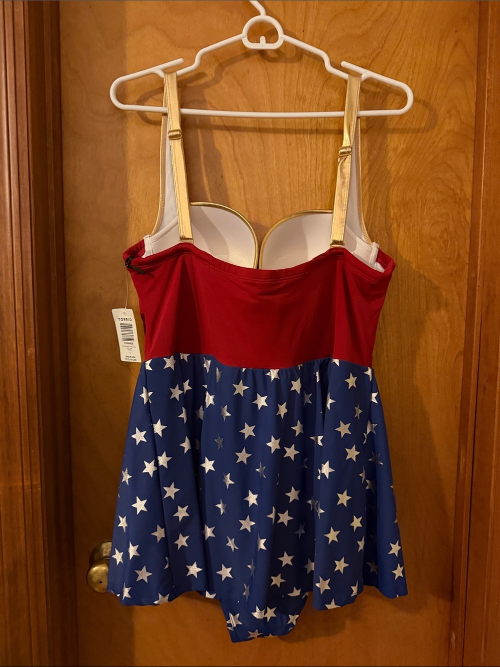 torrid Red, Gold & Blue Star Skirted Swimdress - Picture 4 of 13